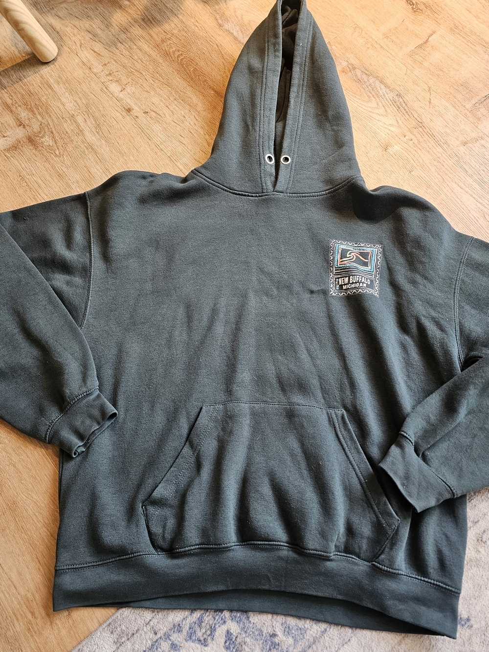 mens green pacific & co new buffalo Michigan pullover hoodie size XL